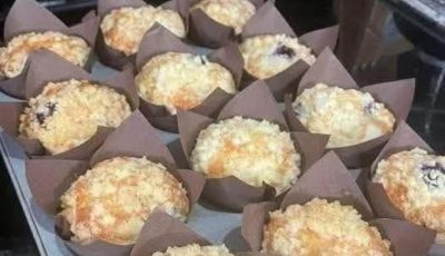 High Protein Blueberry Streusel Muffins