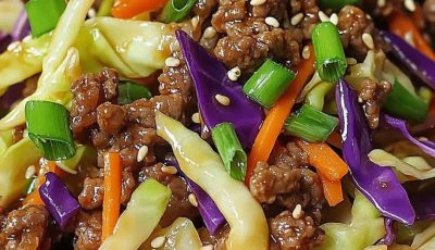 Sizzling Deconstructed Egg Roll Stir-Fry with Savory Sesame Beef