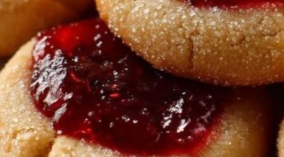 Gingerbread Thumbprint Cookies with Cranberry Jam