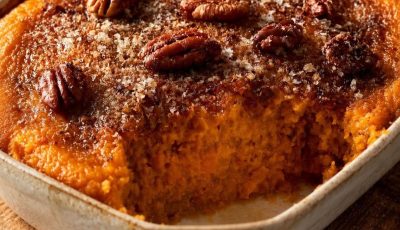 Old-fashioned sweet potato pecan cobbler