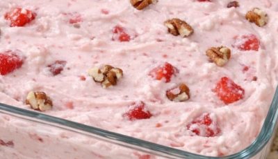 Mother-in-law Sue insists this 4 ingredient treat is a salad but we all know it is the best dessert on the table. The pan is practically licked clean every time.